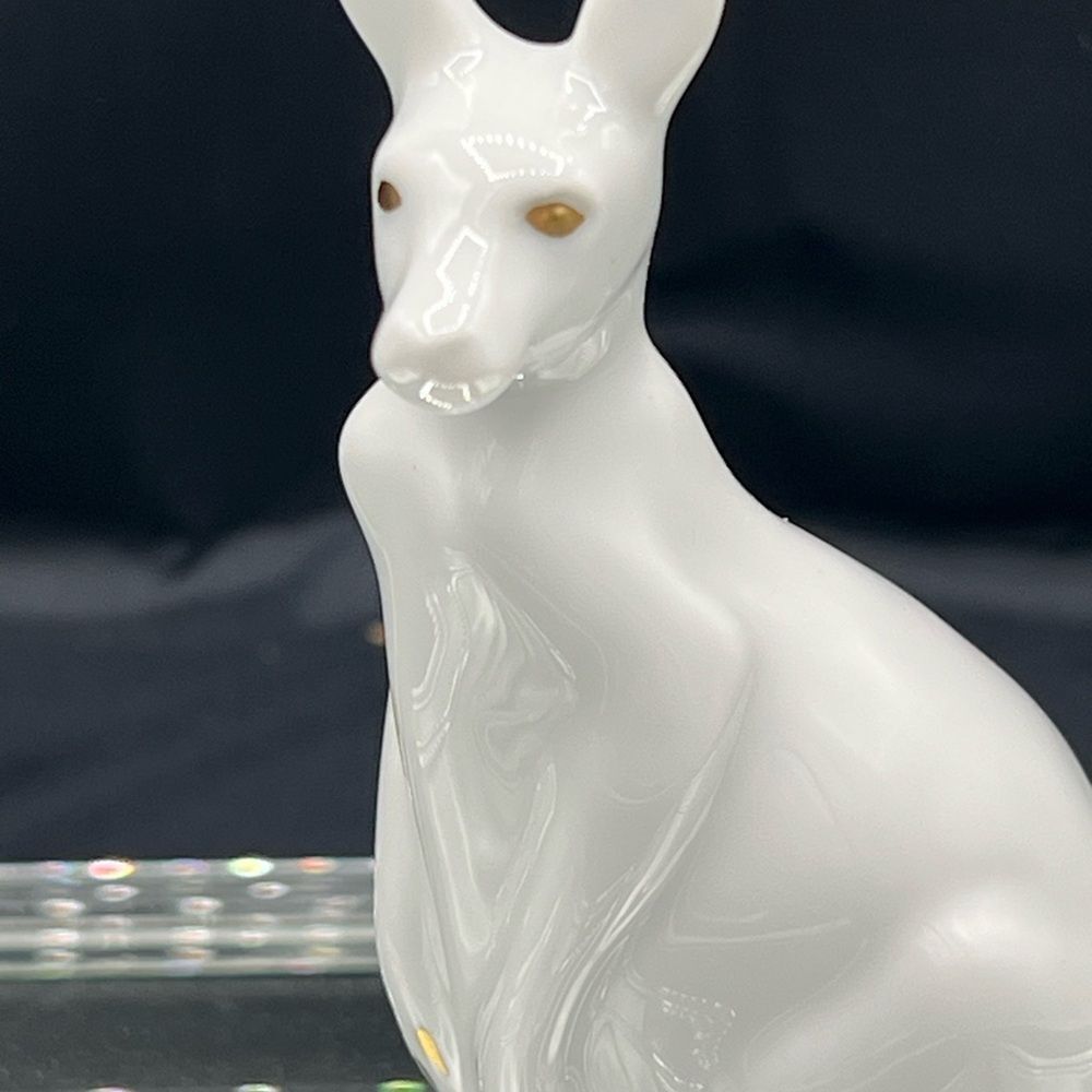 Exquisite Hollohaza Porcelain Kangaroo Figurine from Hungary